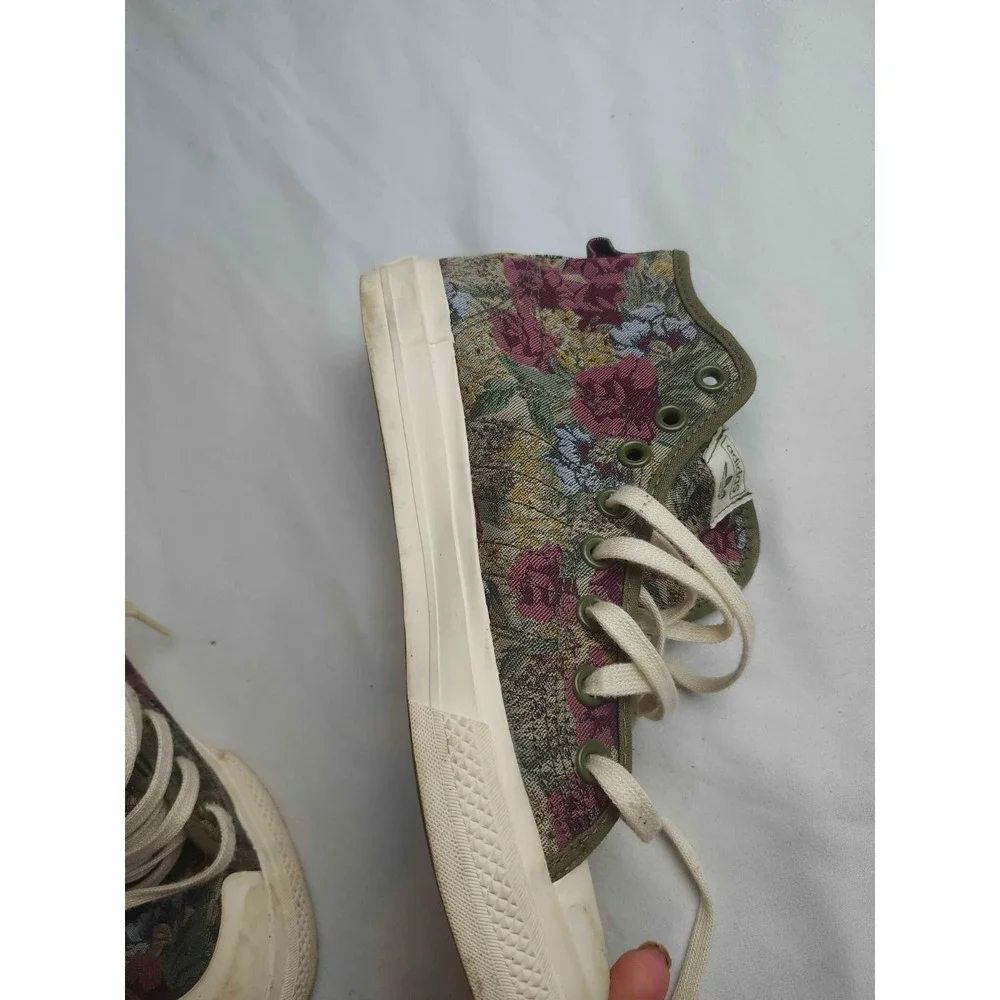 Adidas Honey Hook Sneakers Womens Size 7 Green Floral Tapestry High‎ Top Lace Up